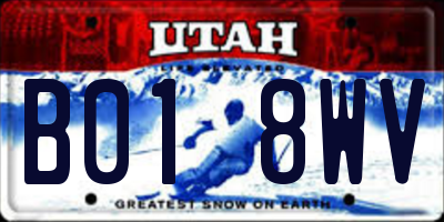 UT license plate B018WV