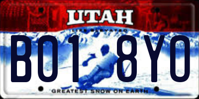 UT license plate B018YO