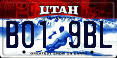 UT license plate B019BL