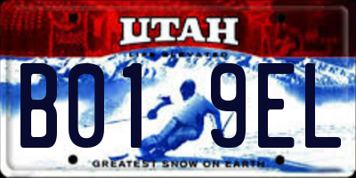 UT license plate B019EL