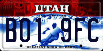 UT license plate B019FC