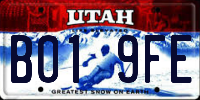 UT license plate B019FE
