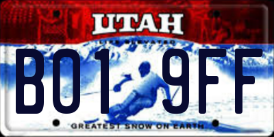 UT license plate B019FF