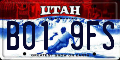 UT license plate B019FS