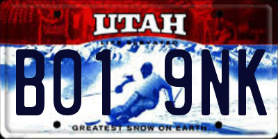 UT license plate B019NK