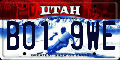 UT license plate B019WE
