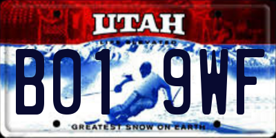 UT license plate B019WF