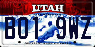UT license plate B019WZ