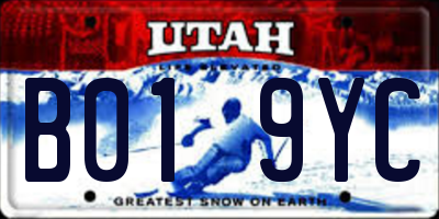UT license plate B019YC