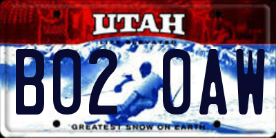 UT license plate B020AW
