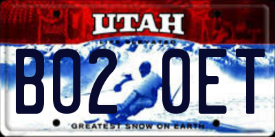 UT license plate B020ET