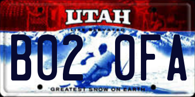 UT license plate B020FA