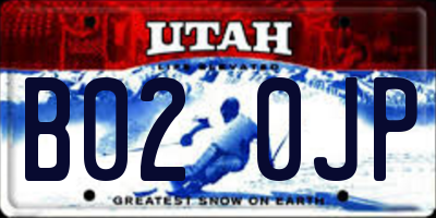 UT license plate B020JP