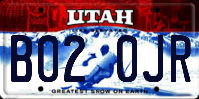 UT license plate B020JR
