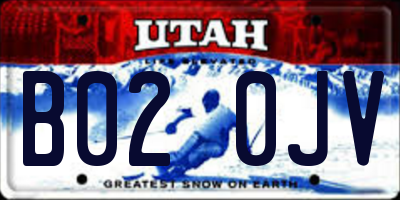 UT license plate B020JV