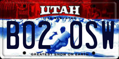 UT license plate B020SW