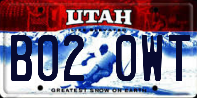 UT license plate B020WT