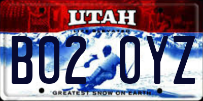 UT license plate B020YZ
