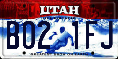 UT license plate B021FJ