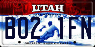 UT license plate B021FN