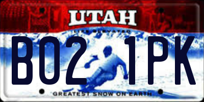 UT license plate B021PK