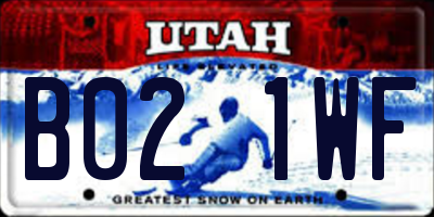 UT license plate B021WF