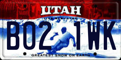 UT license plate B021WK