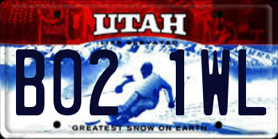 UT license plate B021WL