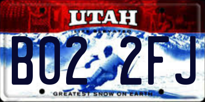 UT license plate B022FJ
