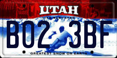 UT license plate B023BF