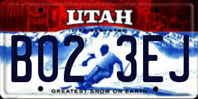 UT license plate B023EJ