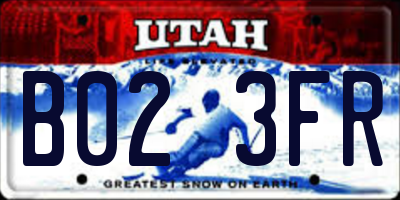 UT license plate B023FR