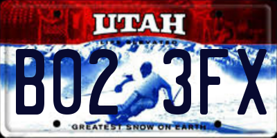 UT license plate B023FX