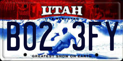 UT license plate B023FY