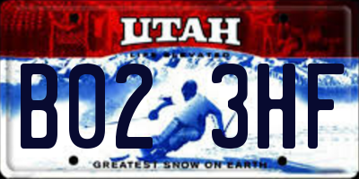 UT license plate B023HF