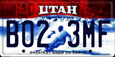 UT license plate B023MF