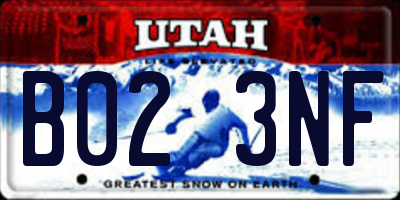 UT license plate B023NF