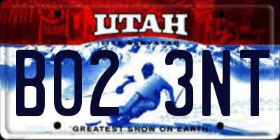 UT license plate B023NT