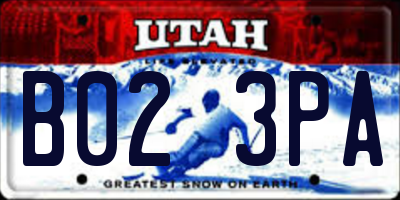 UT license plate B023PA