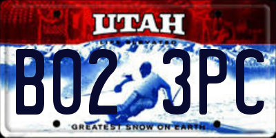 UT license plate B023PC
