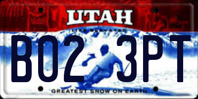 UT license plate B023PT