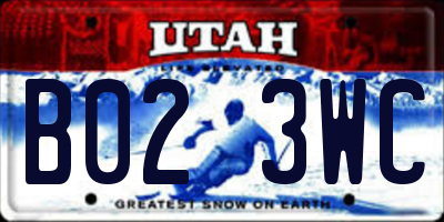UT license plate B023WC