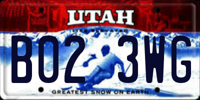 UT license plate B023WG