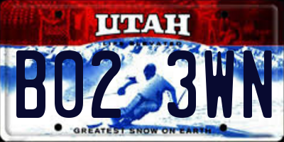 UT license plate B023WN