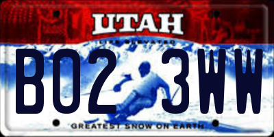 UT license plate B023WW