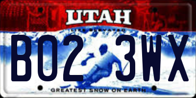 UT license plate B023WX