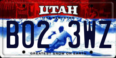 UT license plate B023WZ