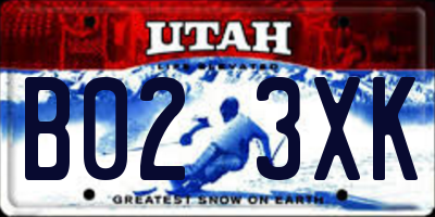 UT license plate B023XK