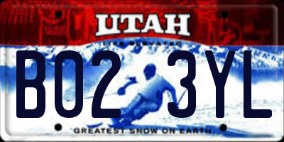 UT license plate B023YL