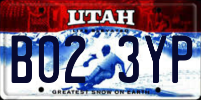 UT license plate B023YP